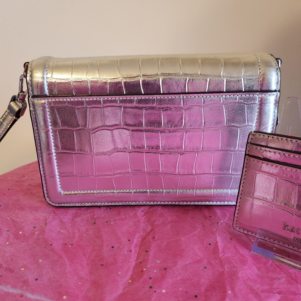 Kate Spade New York Knott Croc Embossed Mini Flap Crossbody 4 pc set NWT - Picture 9 of 12